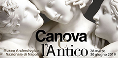 locandina della mostra di Canova al Museo Archeologico di Napoli